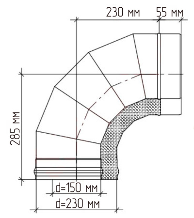 Сэндвич-отвод 90° 150/230мм