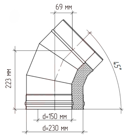 Сэндвич-отвод 45° 150/230мм